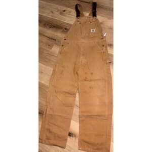 Carhartt R01 BRN Mens Bib Overalls Tan Size 36 x 32 Workwear